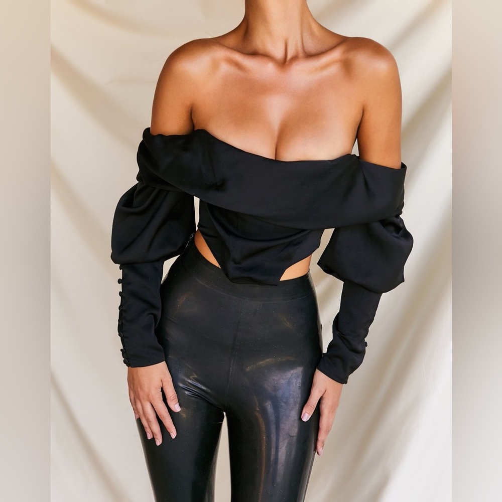 House of CB | scarlett duchess corset long sleeve off shoulder top